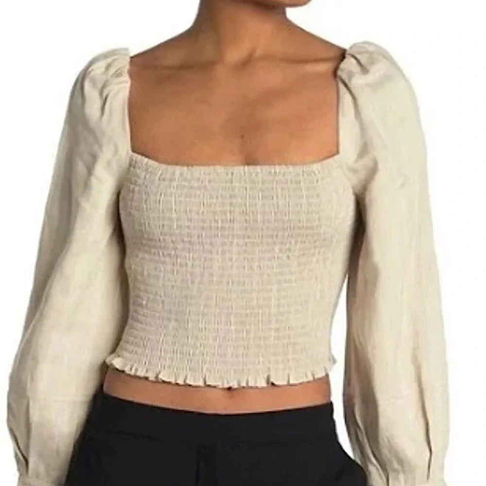 J. Crew Square Neck silky Smocked blouse
